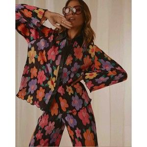 Floral Pleated Pant Set Sz L